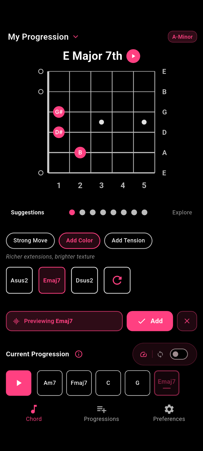 GuitarGuide Add Color chord suggestion tools