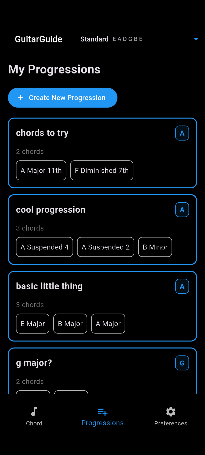 Progression Builder Screen