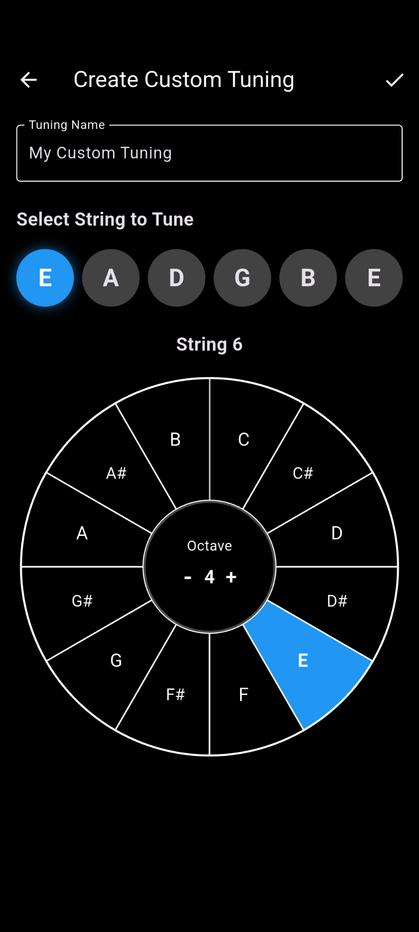 Tuning Selector Screen